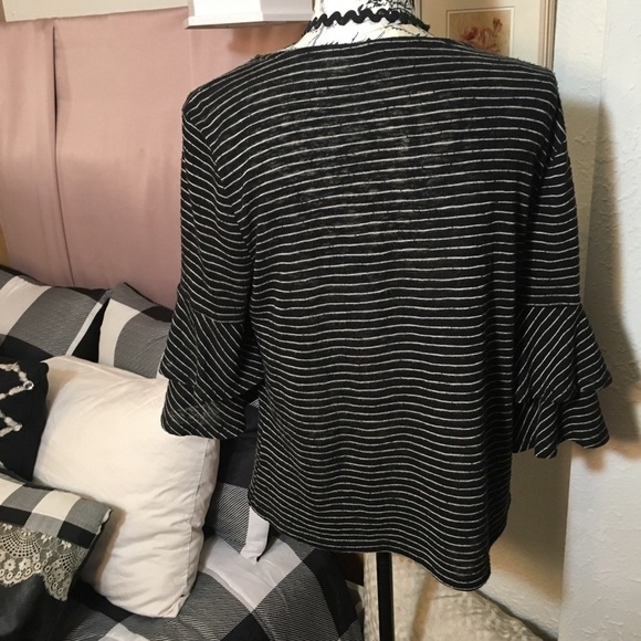 Anthropology W5 striped ruffle sleeve top - Picture 7 of 9